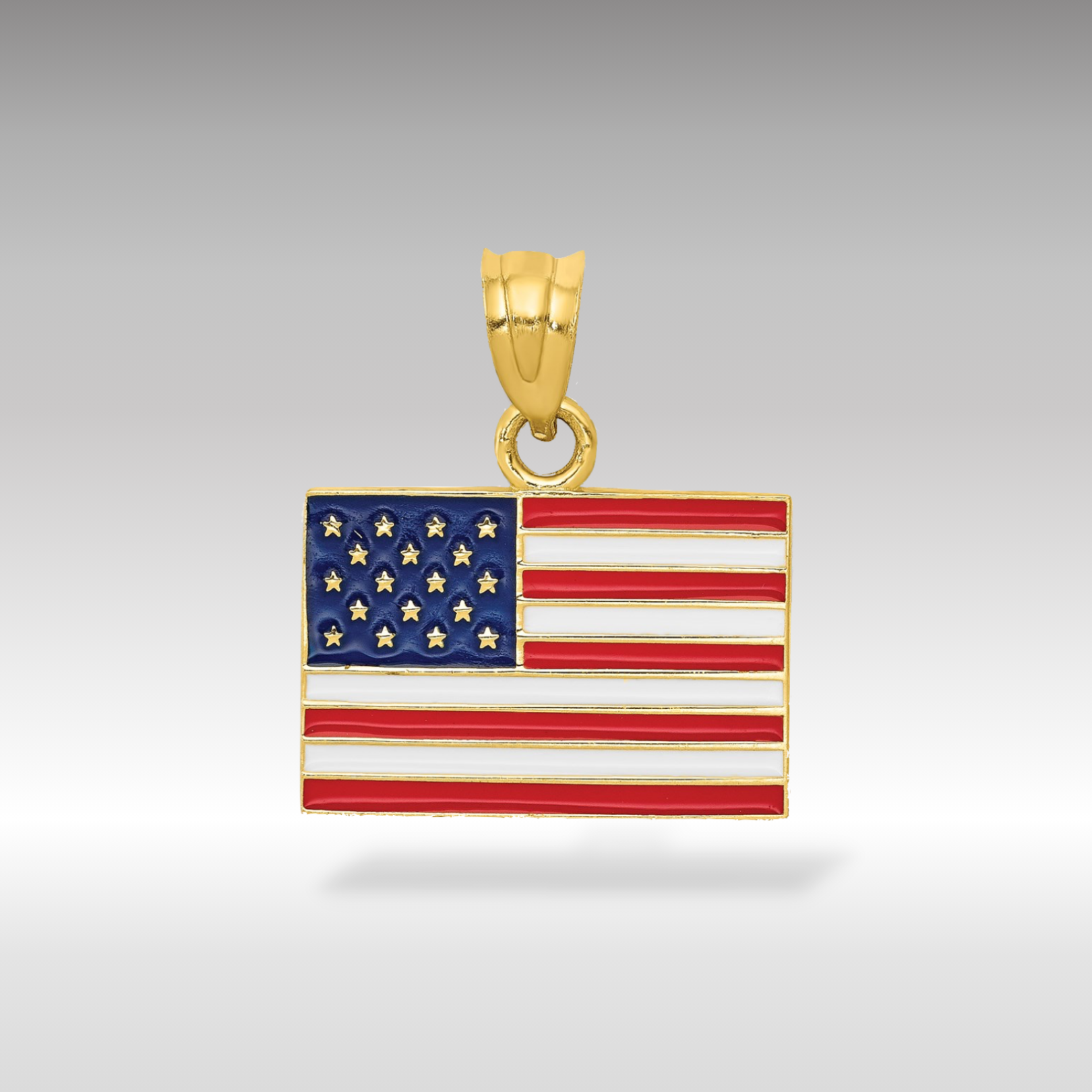 14K Gold Enameled American Flag Pendant - Charlie & Co. Jewelry