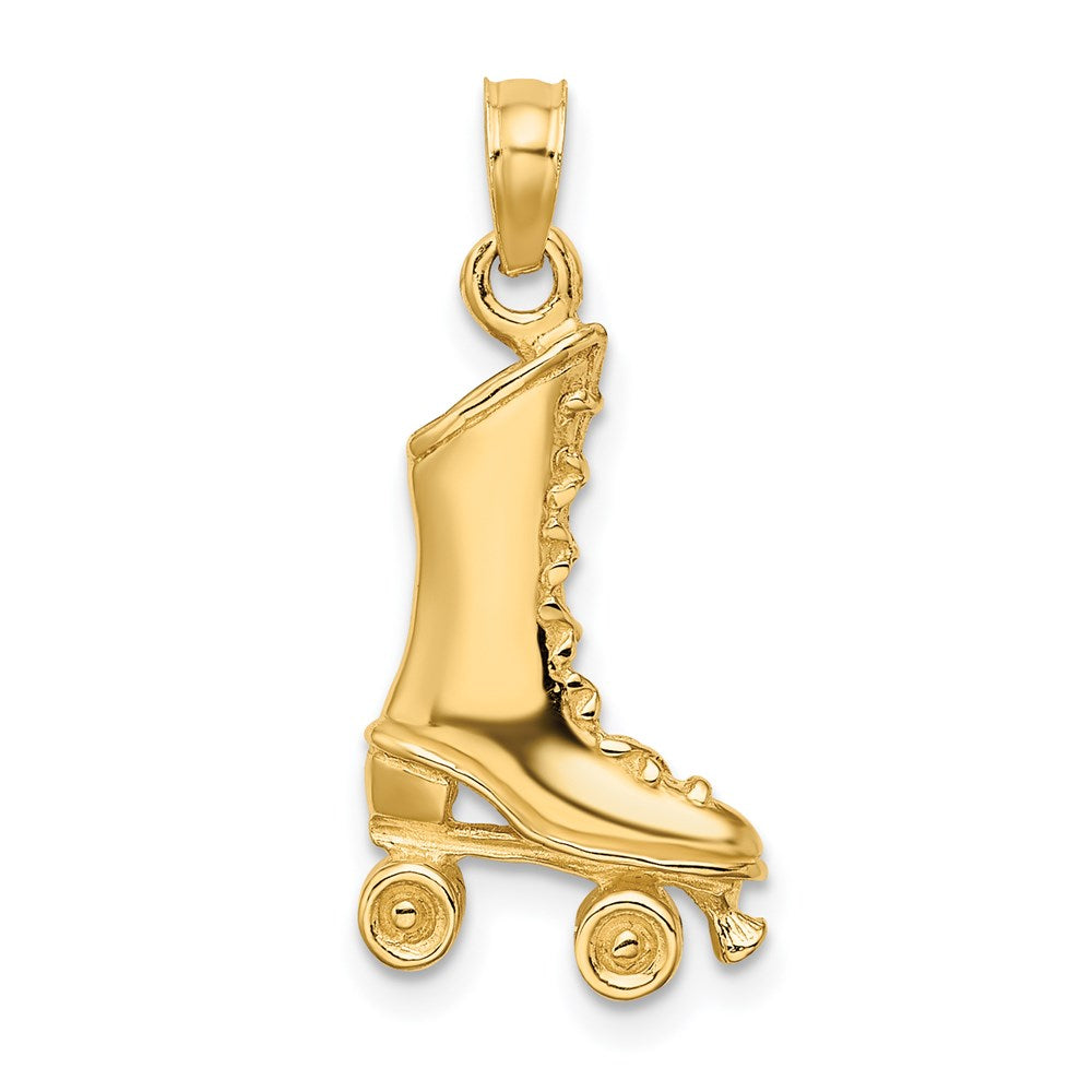 14K Gold 3D Roller Skate Pendant - Charlie & Co. Jewelry