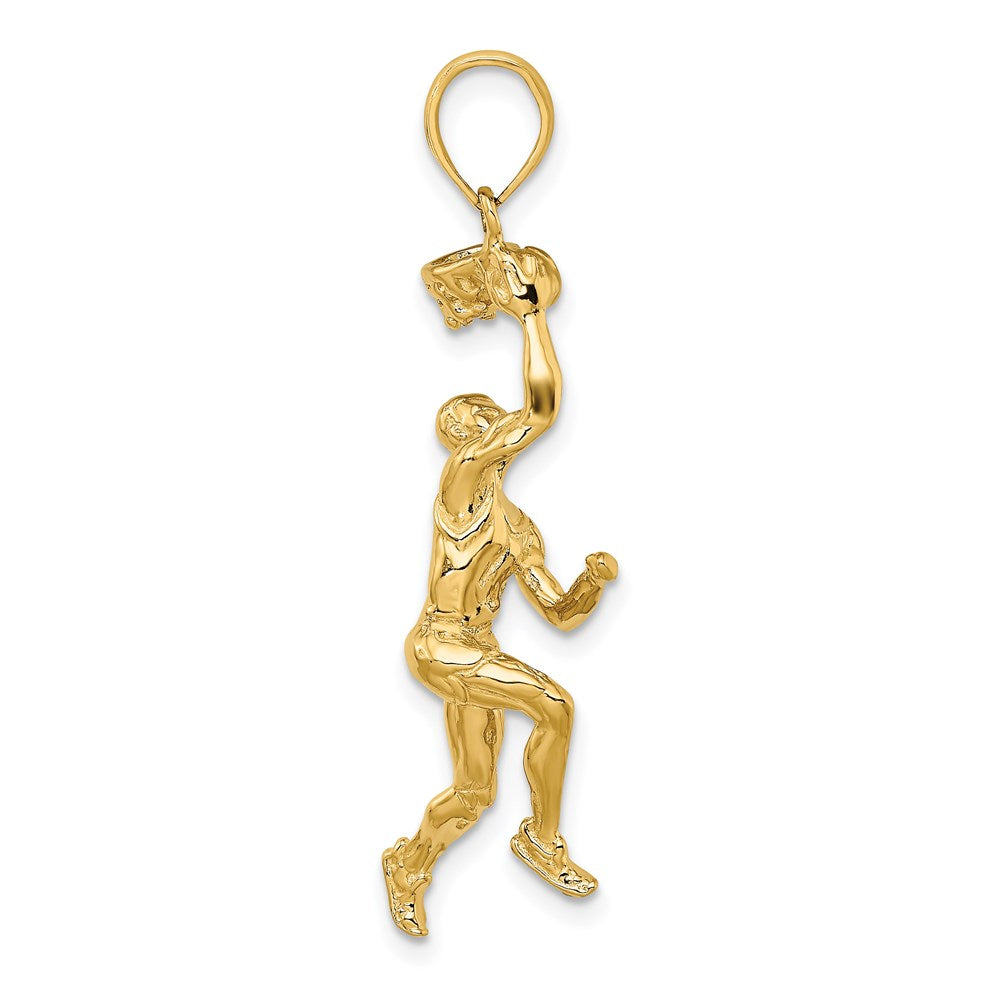 Charlie & Co Jewelry | 14k 3-d Basketball Player W/ball And Partial Hoop Charm - Model K8743