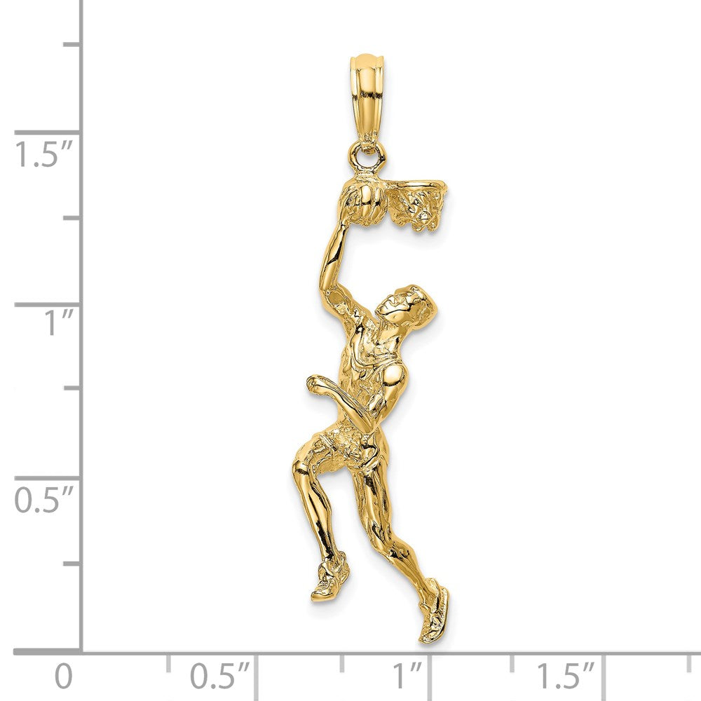 Charlie & Co Jewelry | 14k 3-d Basketball Player W/ball And Partial Hoop Charm - Model K8743