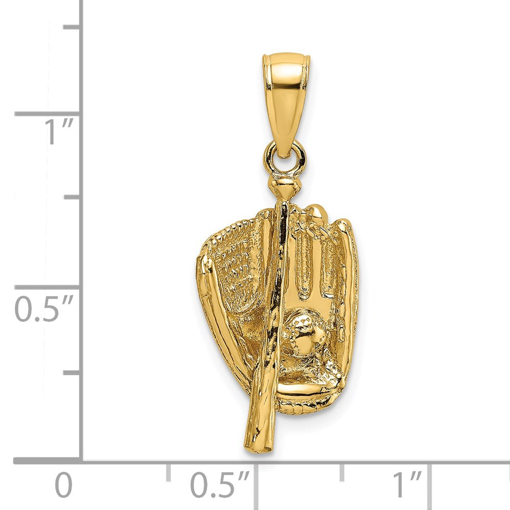 Charlie & Co Jewelry | 14k 3-d Polished Baseball Glove, Bat And Ball Charm - Model K8745