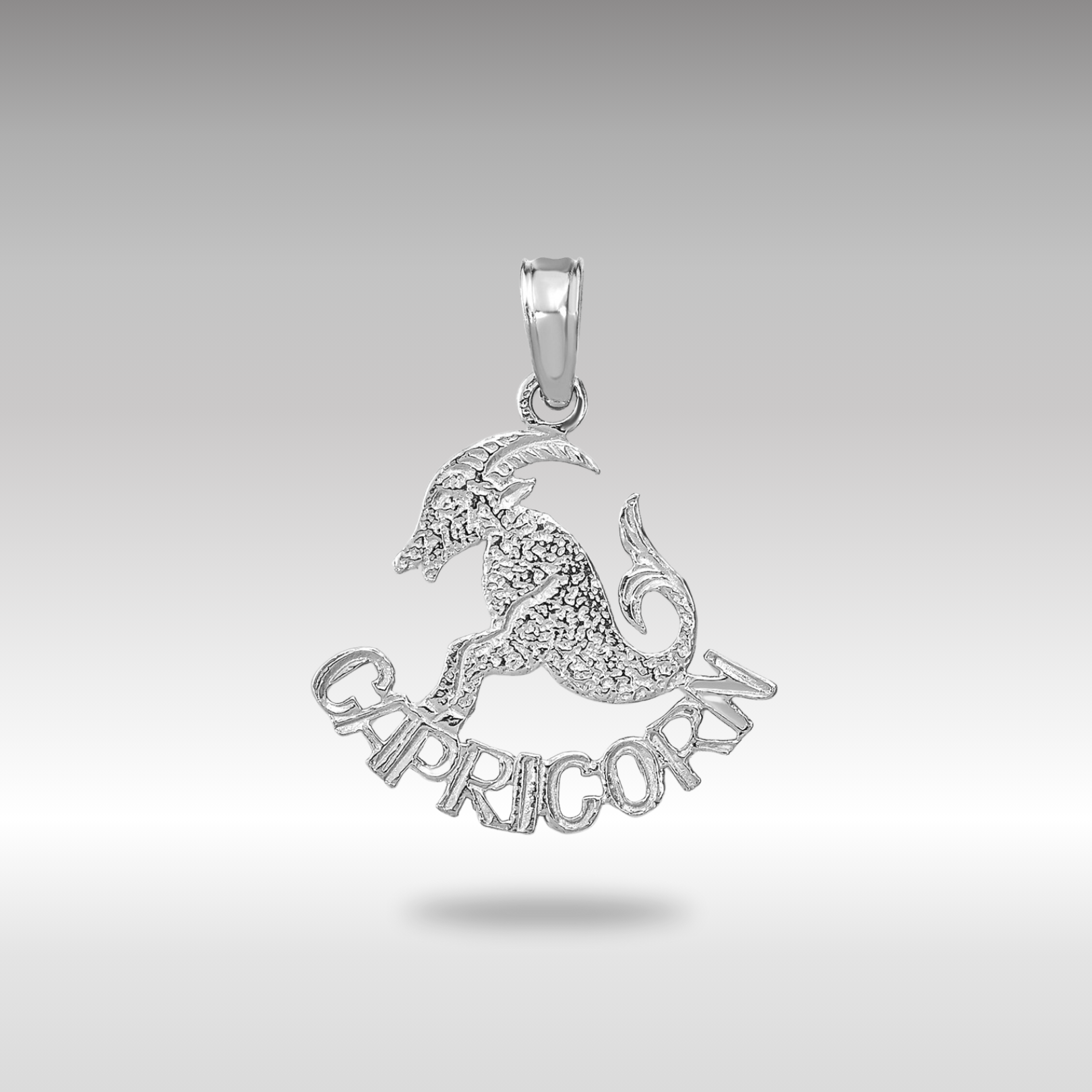 White Gold CAPRICORN Sea-Goat Small Zodiac Charm Model-K8943W - Charlie & Co. Jewelry