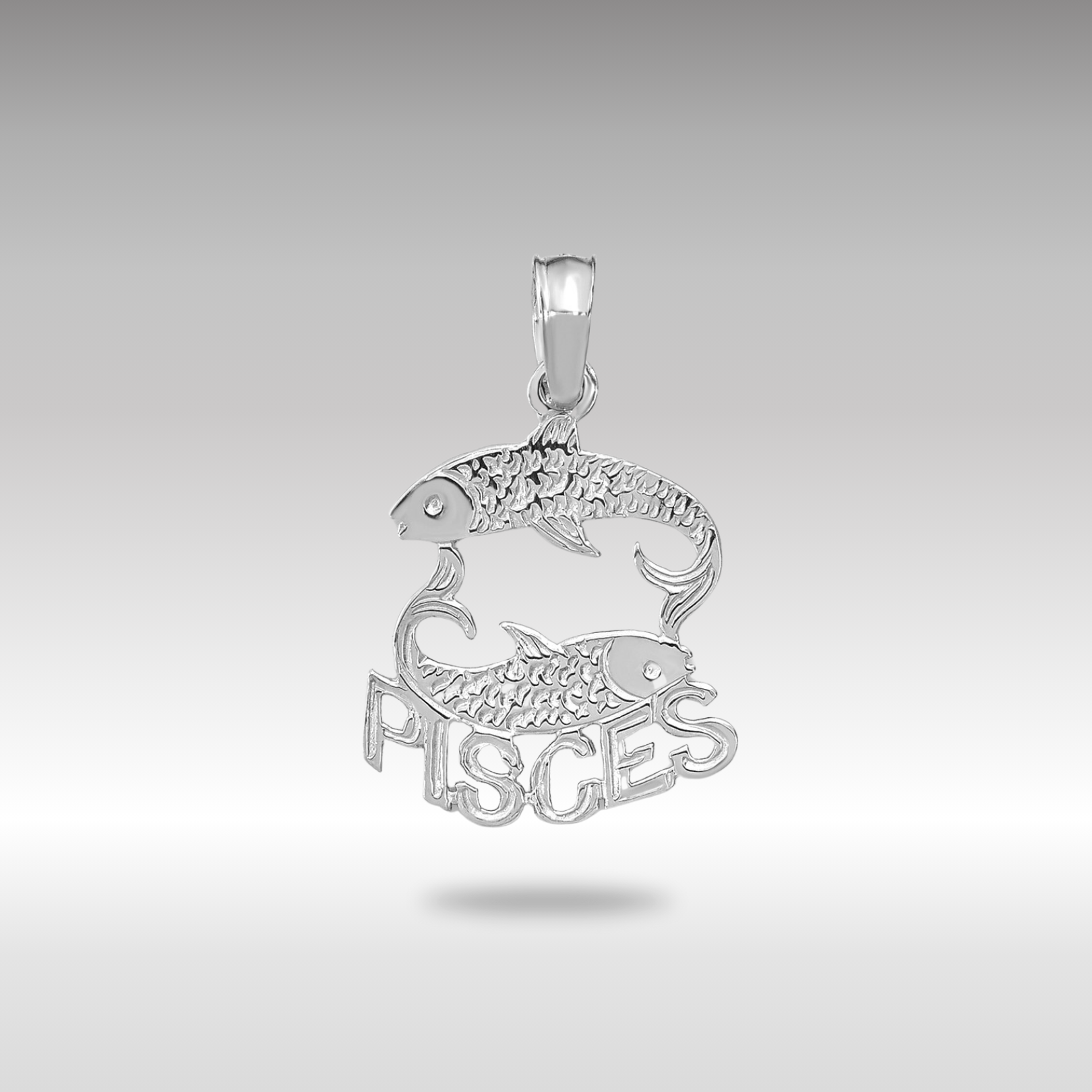 White Gold Small PISCES Zodiac Charm Model-K8945W - Charlie & Co. Jewelry