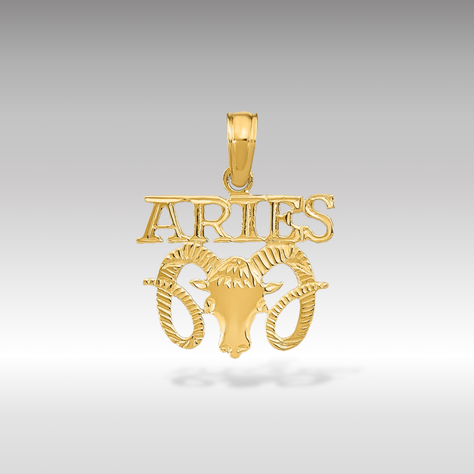 14K Gold ARIES Bold Ram Head Astrology Zodiac Charm - Charlie & Co. Jewelry