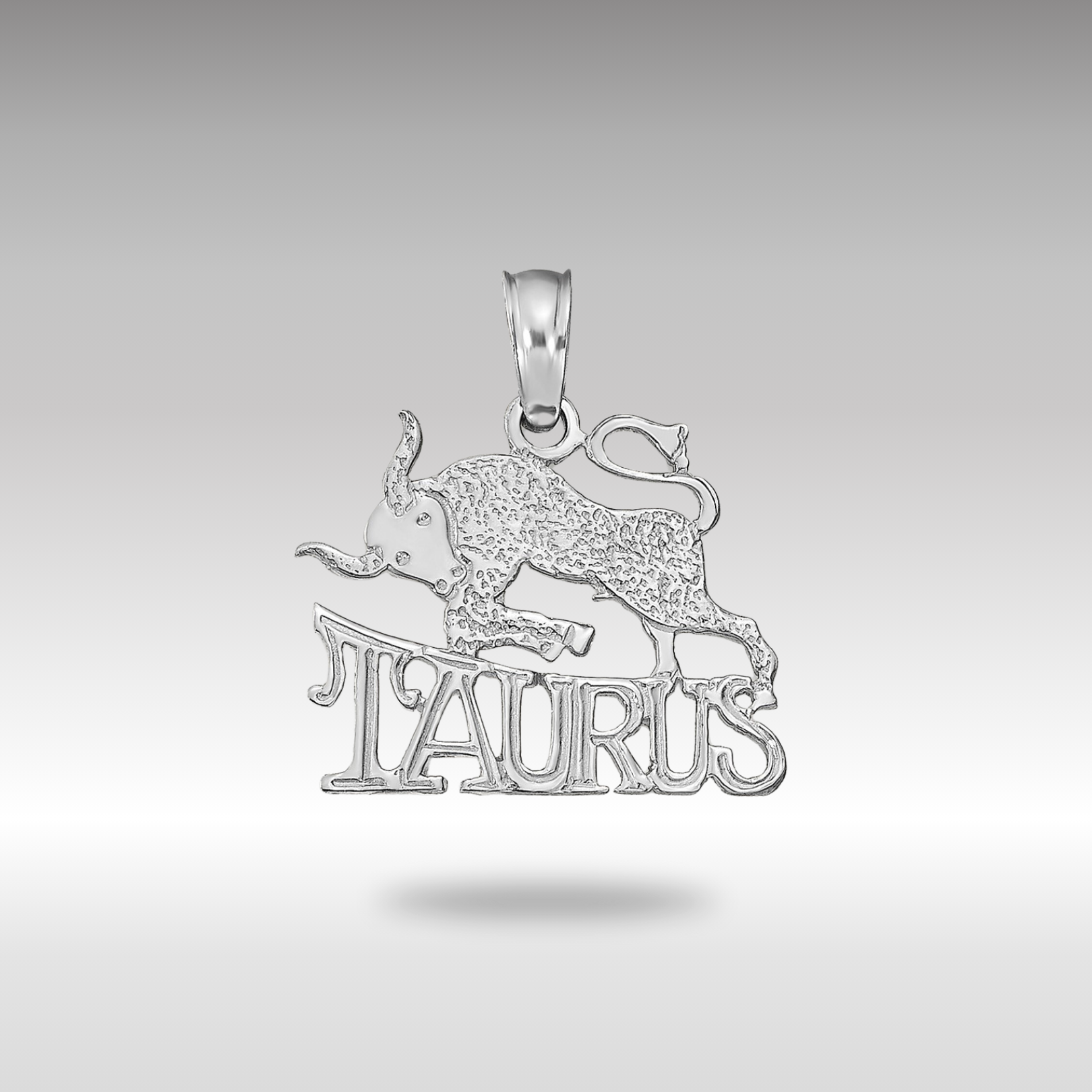 White Gold TAURUS Bull Small Zodiac Charm Model-K8947W - Charlie & Co. Jewelry