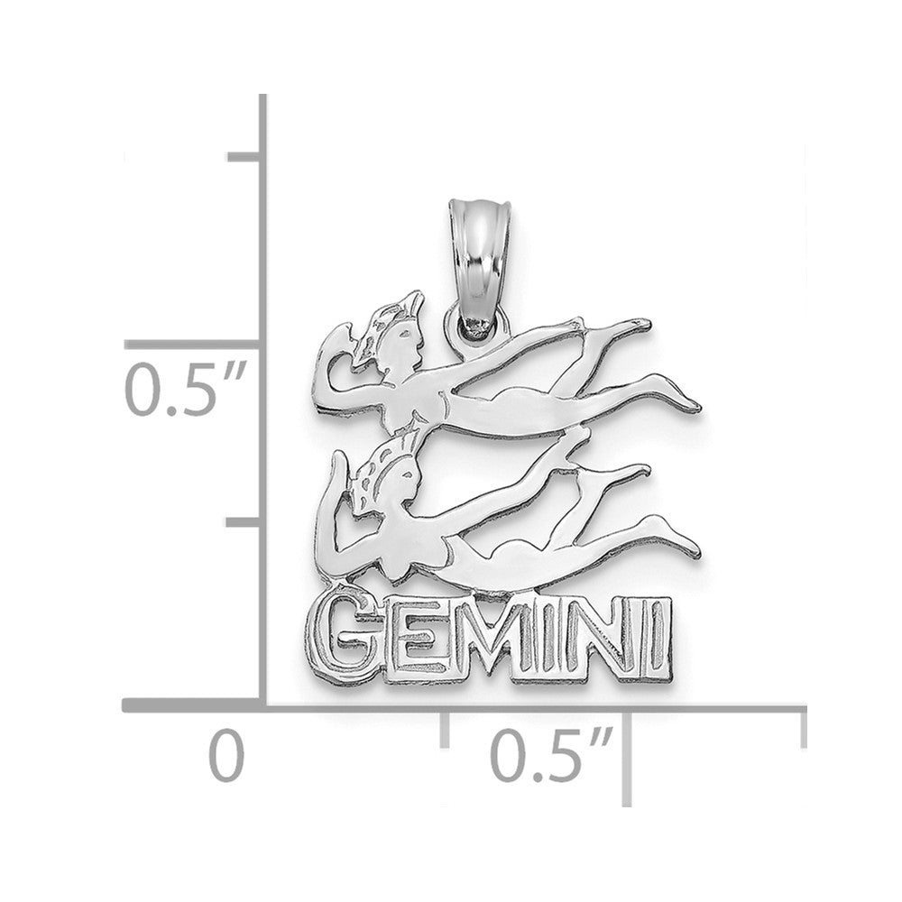 White Gold Small GEMINI Zodiac Charm Model-K8948W - Charlie & Co. Jewelry