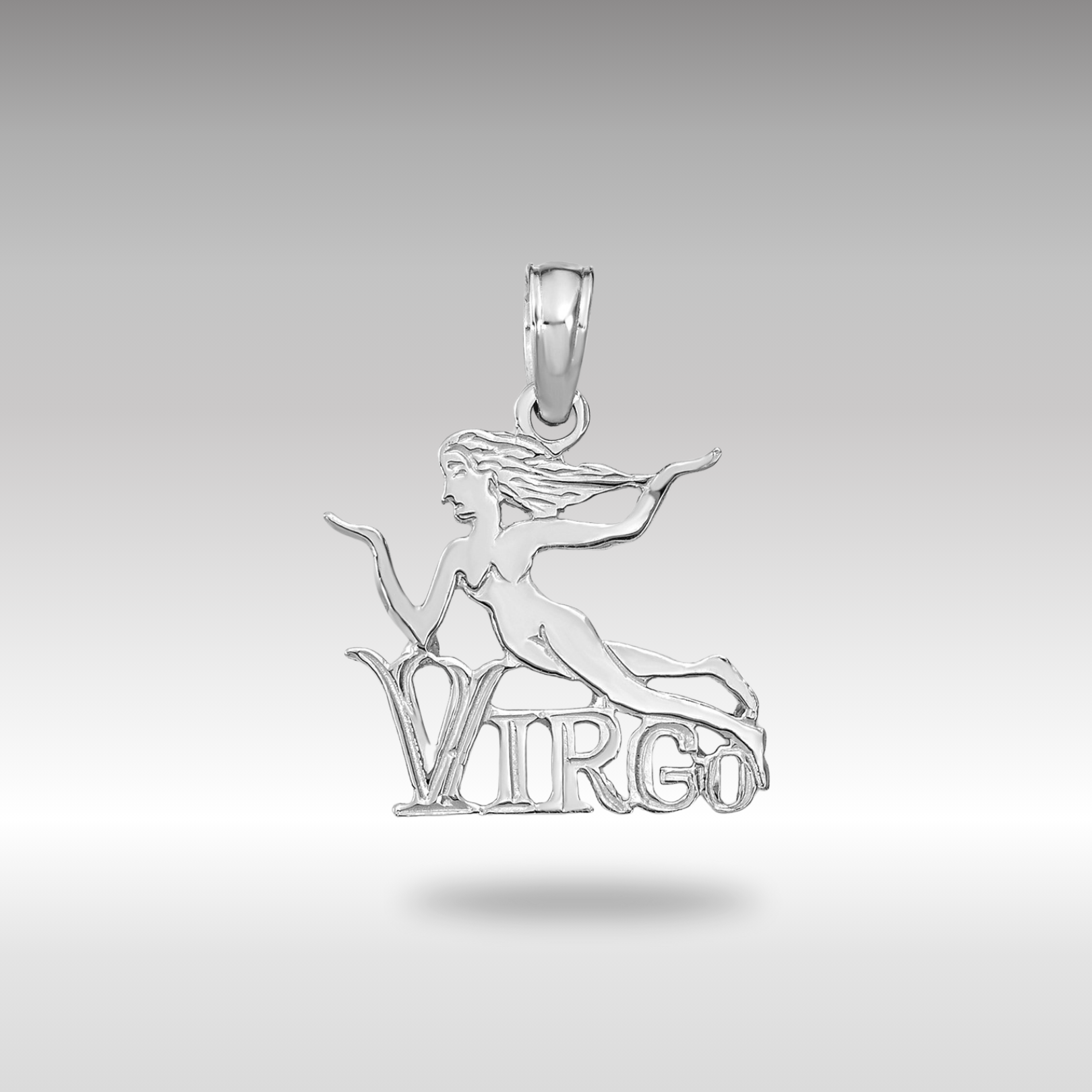 White Gold VIRGO Water Bearer Small Zodiac Charm Model-K8951W - Charlie & Co. Jewelry