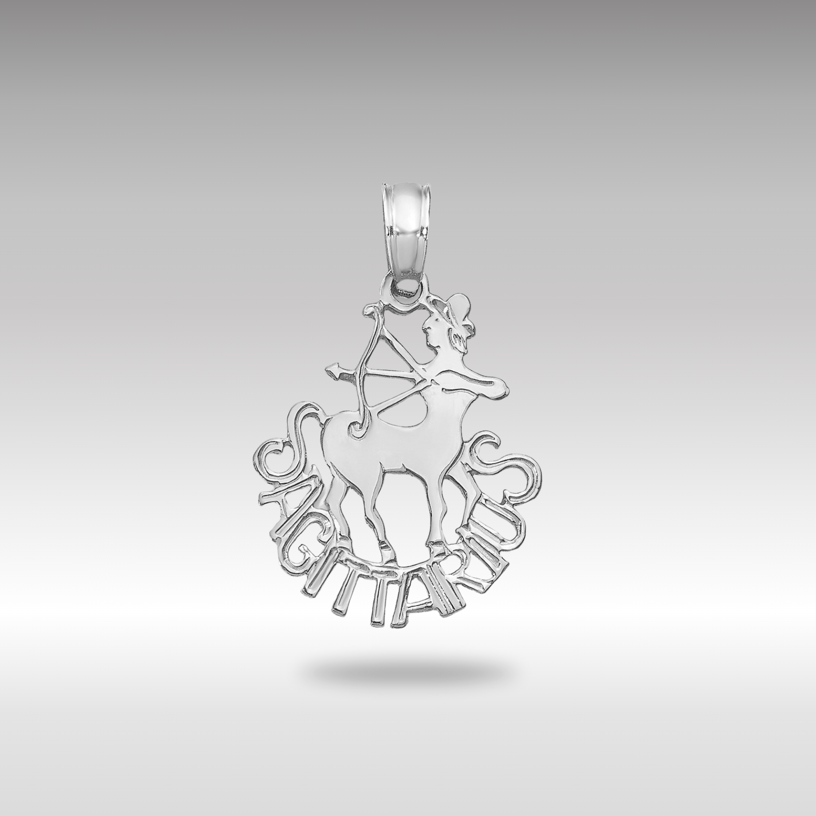 White Gold SAGITTARIUS Archer Small Zodiac Charm Model-K8954W - Charlie & Co. Jewelry