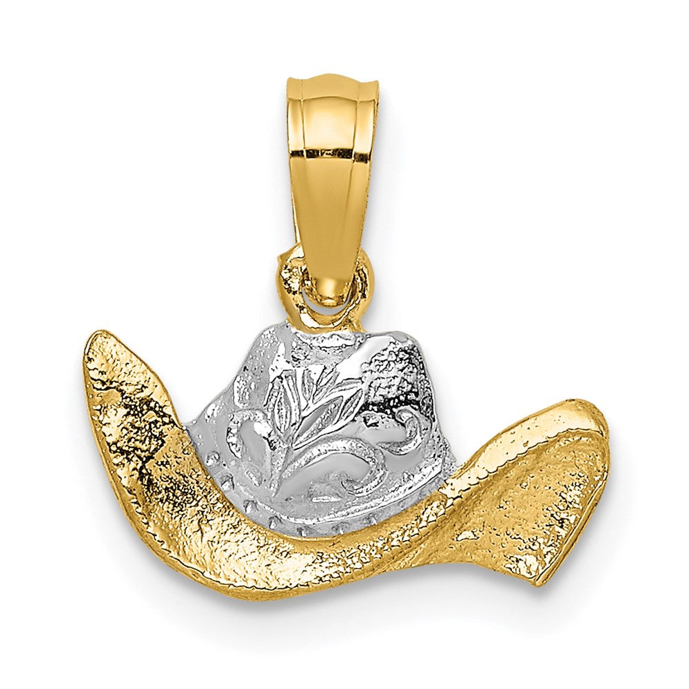 Yellow Gold and White Gold Cowboy Hat Charm Necklace Model-K8969 - Charlie & Co. Jewelry