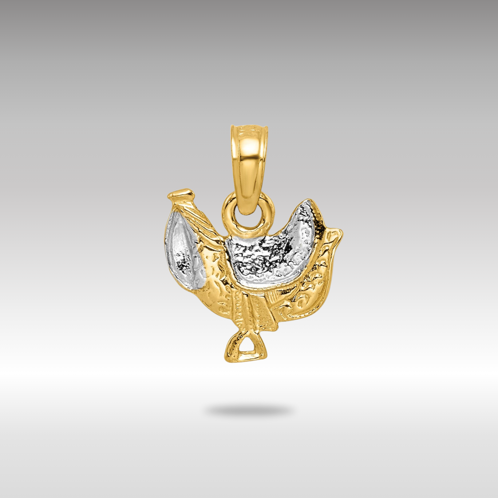 Yellow and White Gold Saddle Pendant Necklace Model-K8970 - Charlie & Co. Jewelry