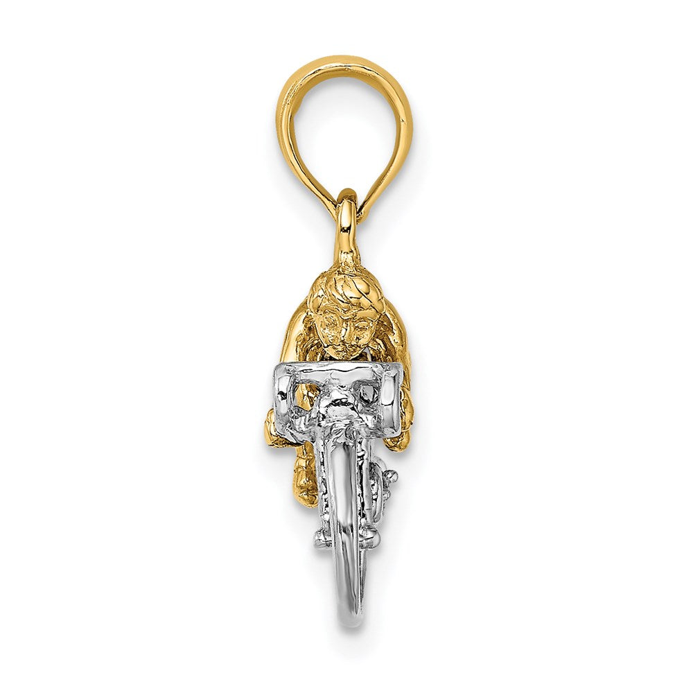 Two-Tone 3-D Bicycle With Rider Charm Model-K9020 - Charlie & Co. Jewelry