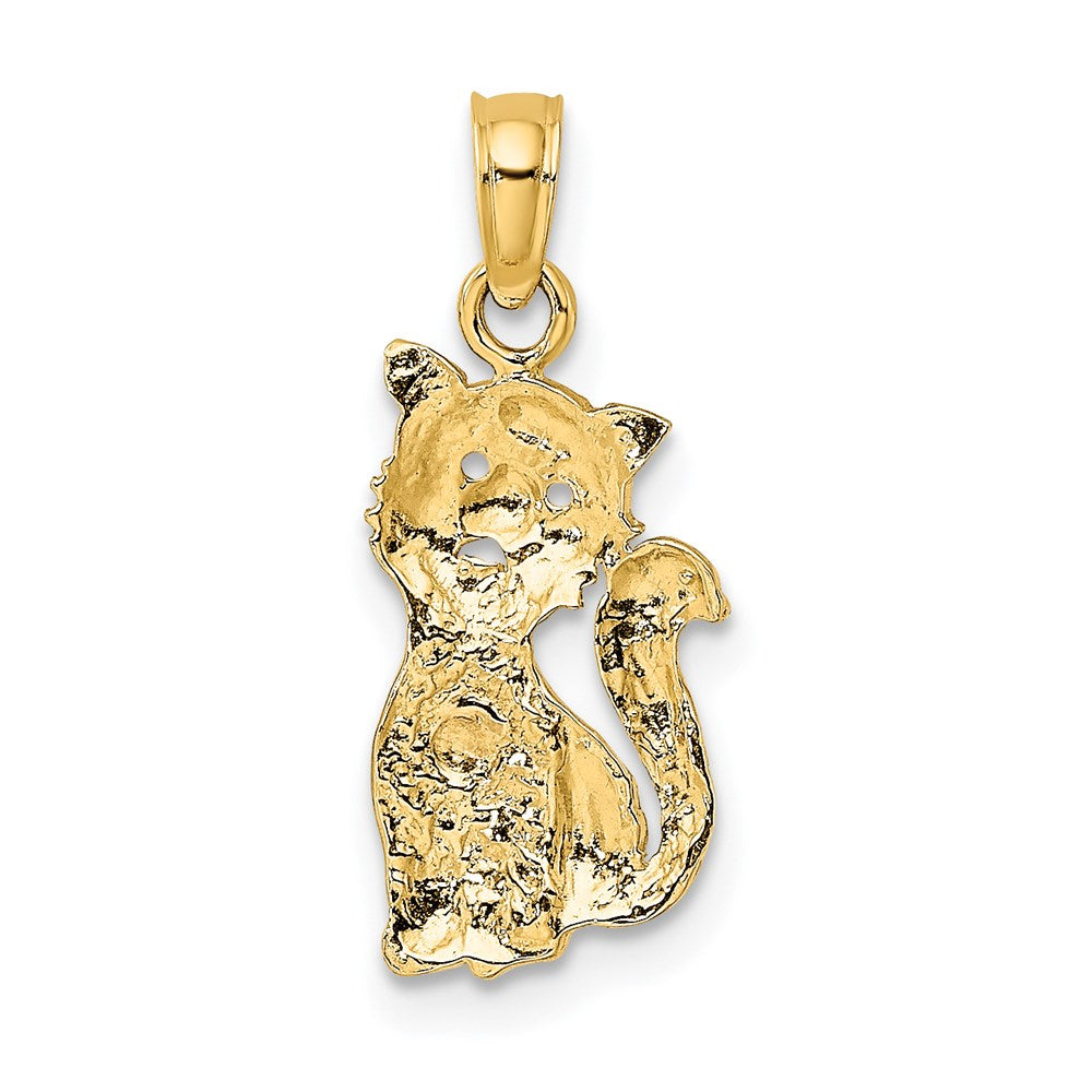 14K Gold Two-Tone Cat with Heart Pendant - Charlie & Co. Jewelry