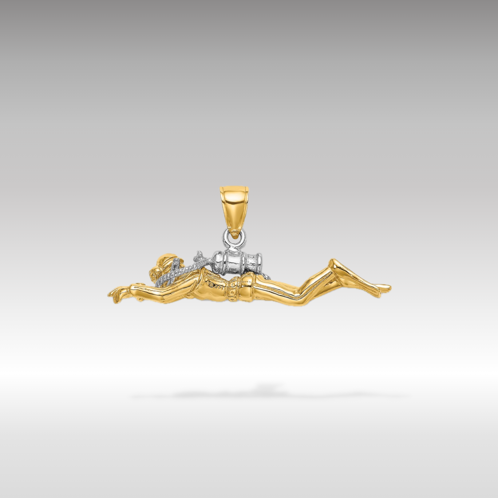 14K Gold 3D Male Scuba Diver Pendant - Charlie & Co. Jewelry