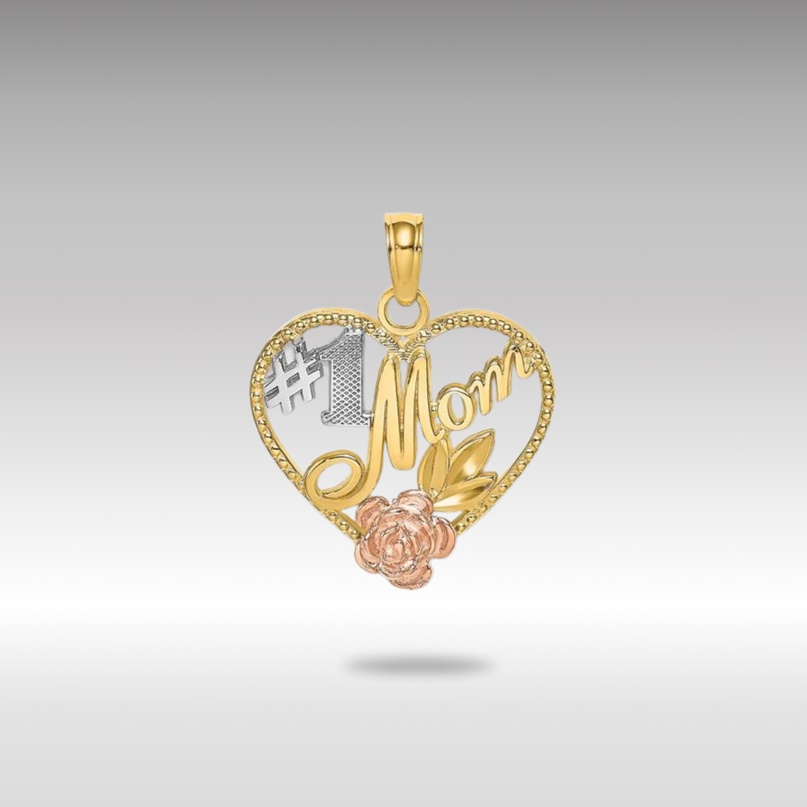 Gold #1 Mom Heart Pendant - Charlie & Co. Jewelry
