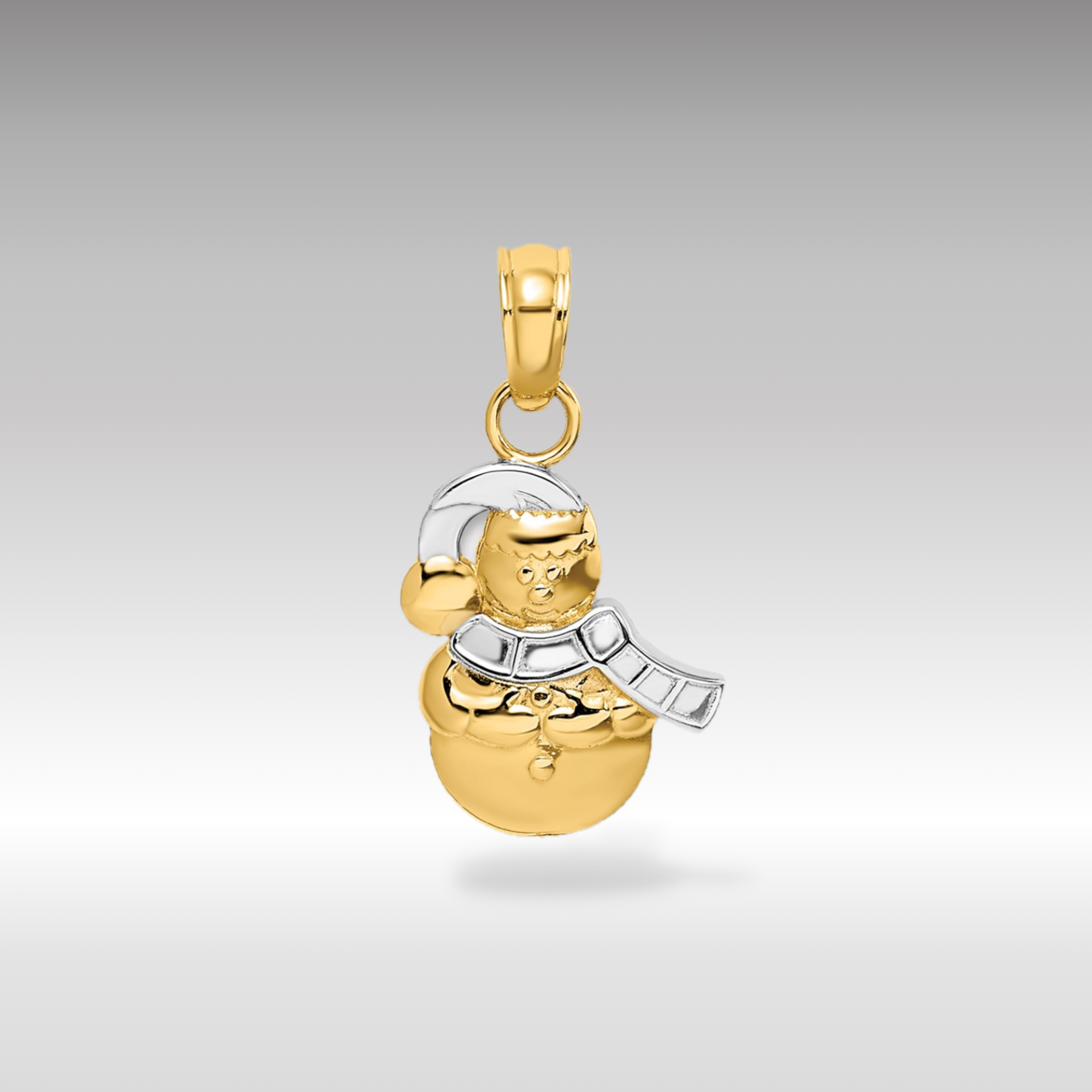 14K Yellow and White Gold Snowman Charm - Charlie & Co. Jewelry