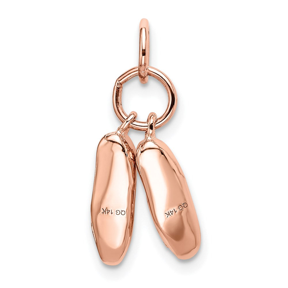 14K Rose Gold 3-D Moveable Ballet Slippers Necklace Charm - Charlie & Co. Jewelry
