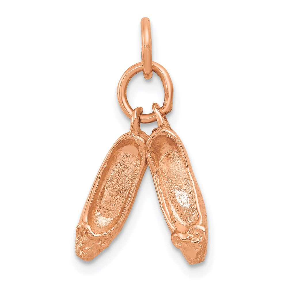 14K Rose Gold 3-D Moveable Ballet Slippers Necklace Charm - Charlie & Co. Jewelry