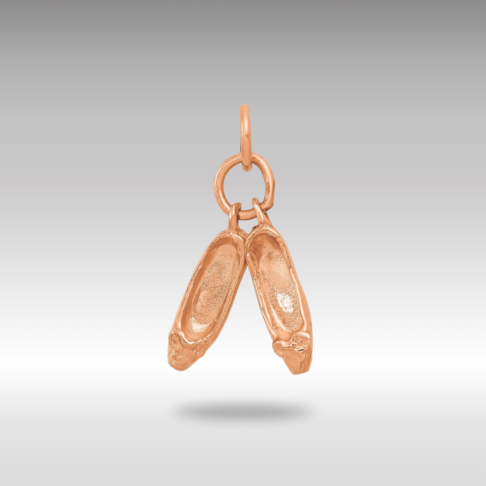 Rose Gold 3-D Moveable Ballet Slippers Necklace Pendant - Charlie & Co. Jewelry