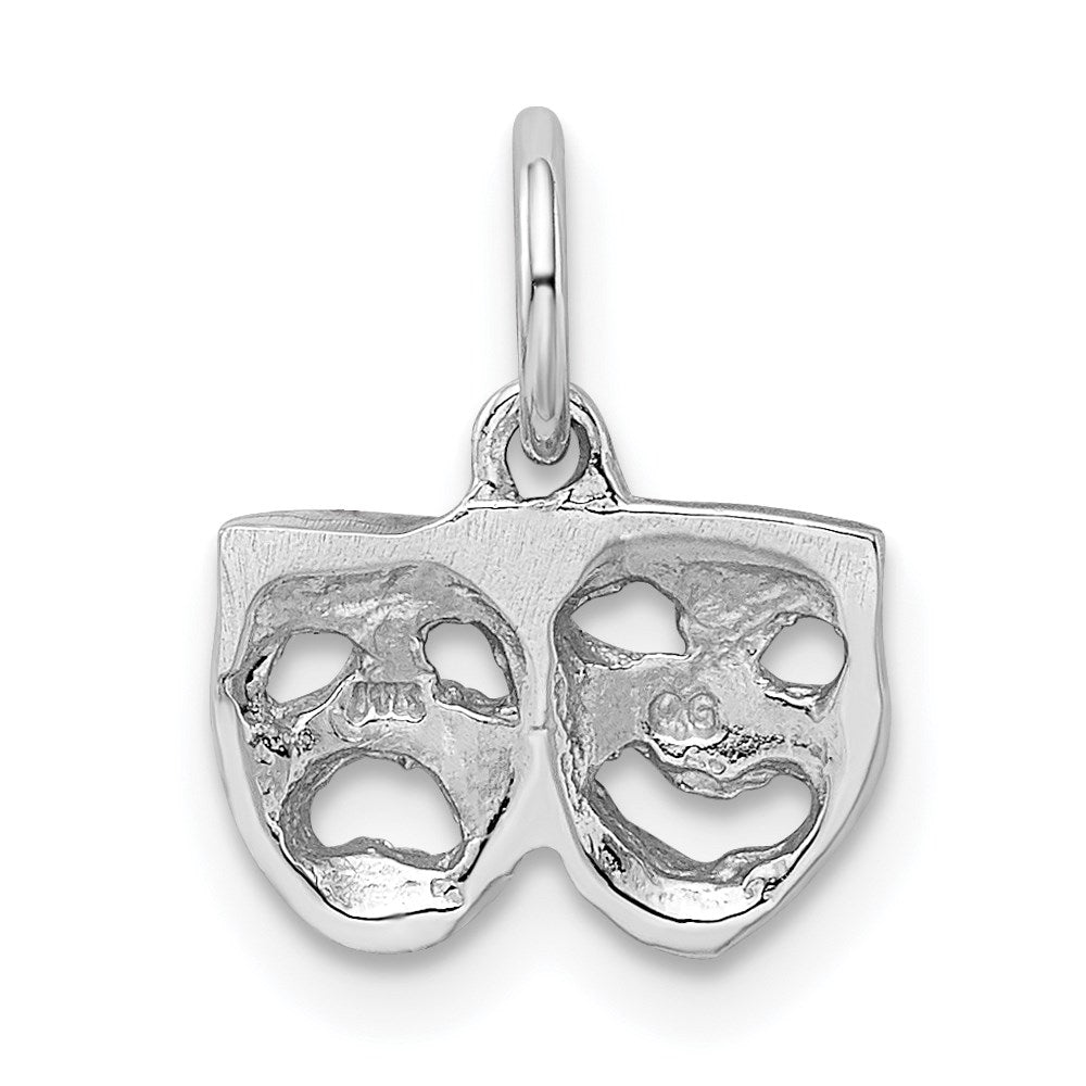 14K White Gold Small Comedy/Tragedy Necklace Pendant - Charlie & Co. Jewelry