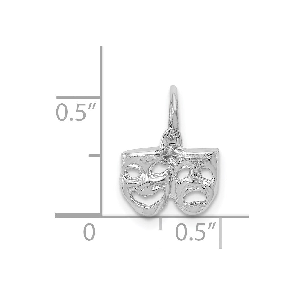 14K White Gold Small Comedy/Tragedy Necklace Pendant - Charlie & Co. Jewelry