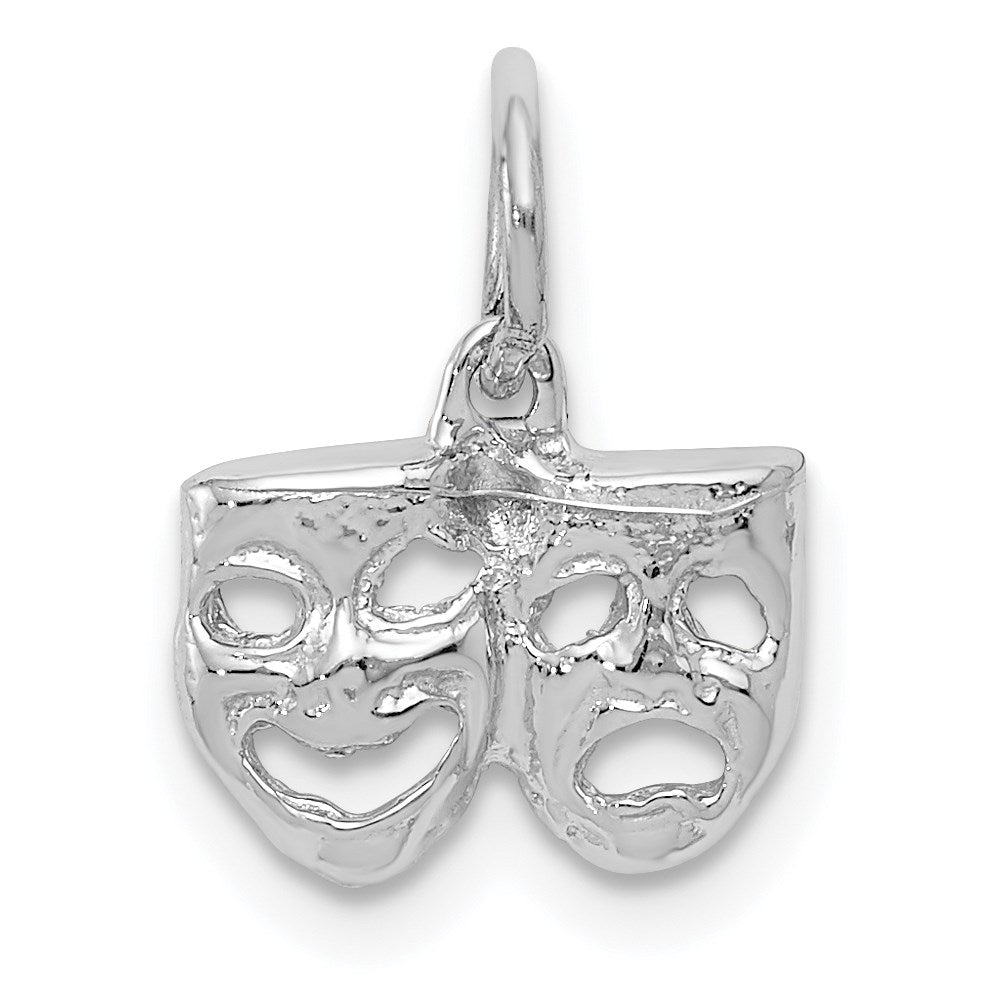 14K White Gold Small Comedy/Tragedy Necklace Pendant - Charlie & Co. Jewelry