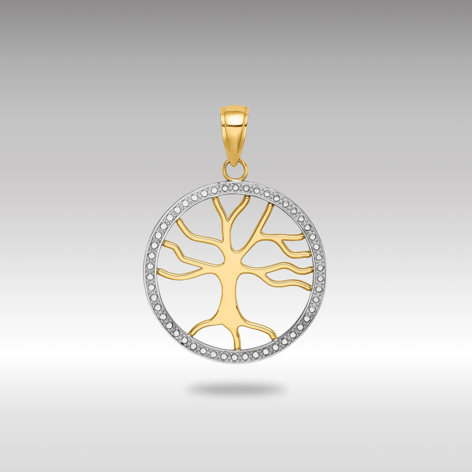 Yellow and White Gold Large Tree of Life Pendant Necklace - Charlie & Co. Jewelry