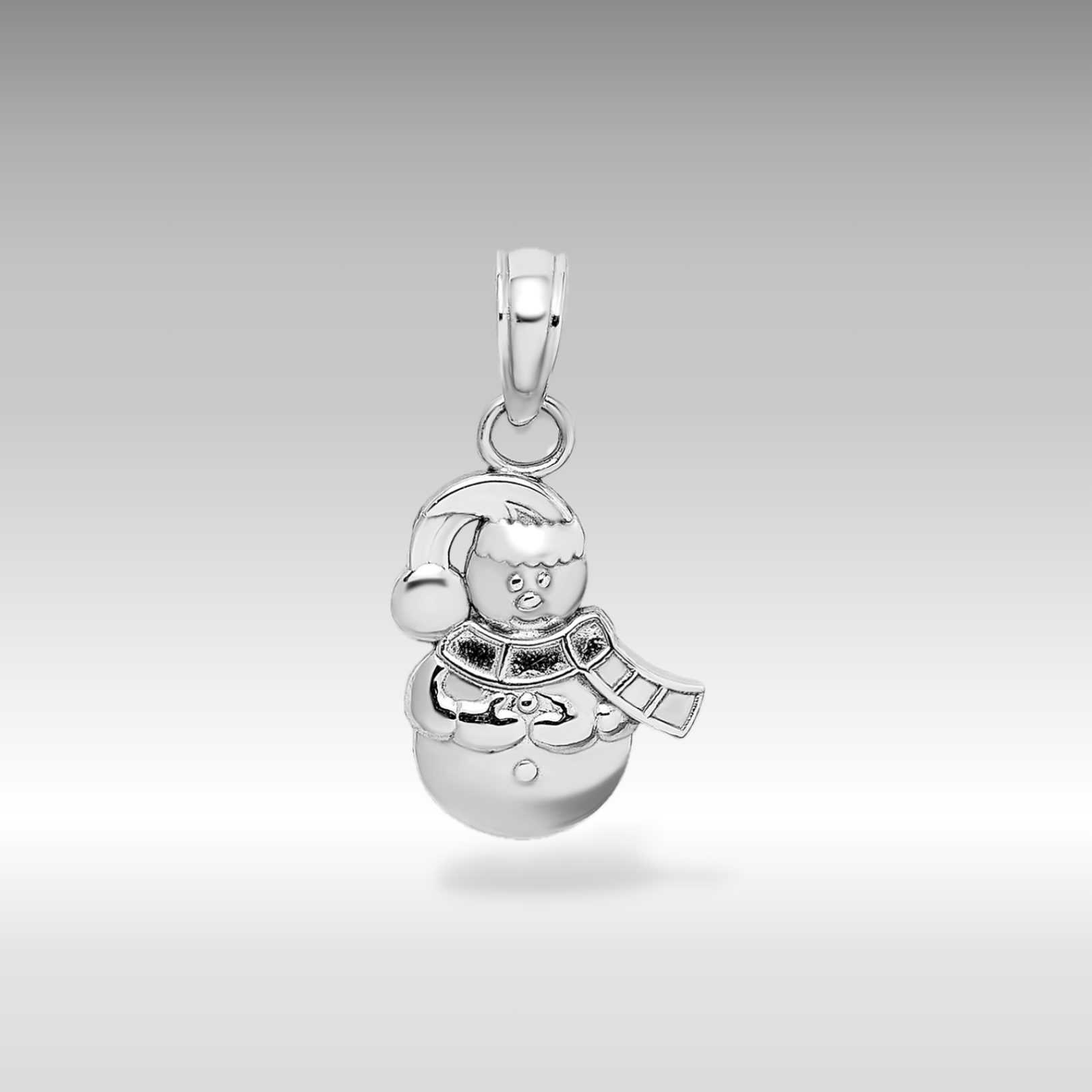 14K White Gold Charming Snowman Pendant - Charlie & Co. Jewelry