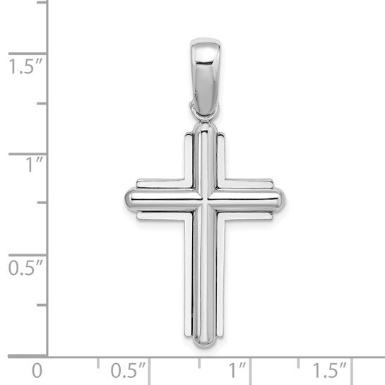 14K White Gold Beveled Latin Cross Pendant - Model K9723W - Charlie & Co. Jewelry