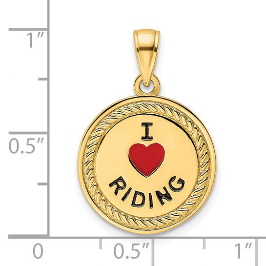 Gold "I Heart Horses/I Heart Riding" Reversible Pendant Necklace - Model K9802 - Charlie & Co. Jewelry