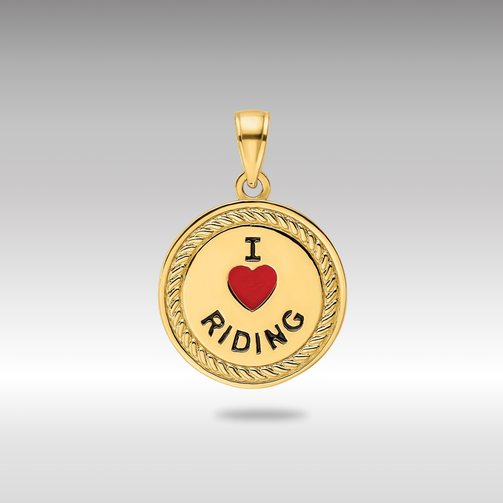 Gold "I Heart Horses/I Heart Riding" Reversible Pendant Necklace - Model K9802 - Charlie & Co. Jewelry