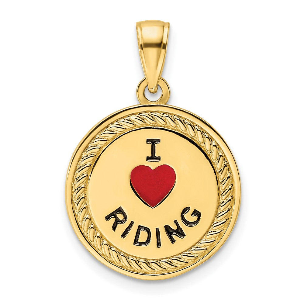 Gold "I Heart Horses/I Heart Riding" Reversible Pendant Necklace - Model K9802 - Charlie & Co. Jewelry