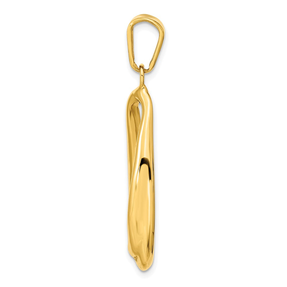 14K Gold Polished Hollow Oval Pendant - Charlie & Co. Jewelry
