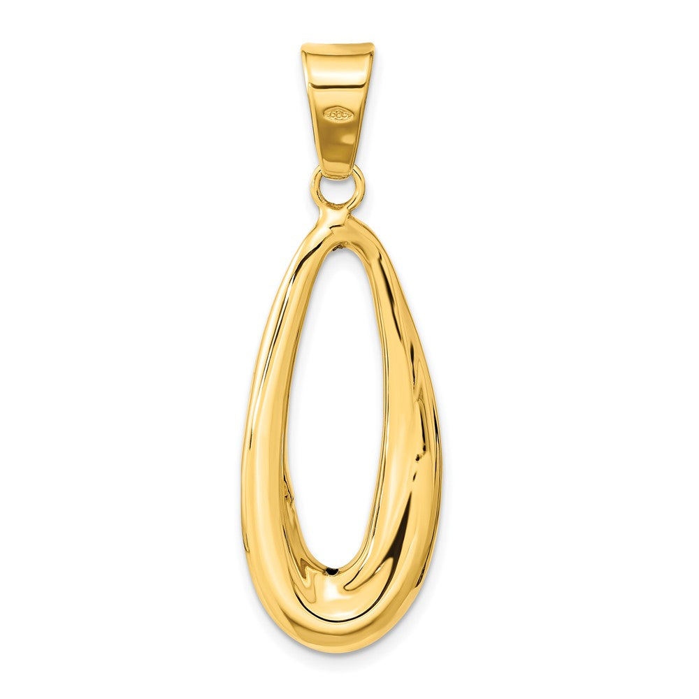 14K Gold Polished Hollow Oval Pendant - Charlie & Co. Jewelry