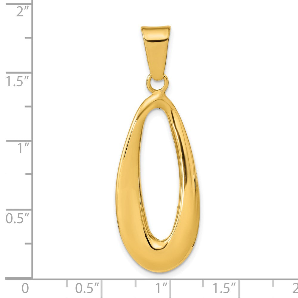 14K Gold Polished Hollow Oval Pendant - Charlie & Co. Jewelry