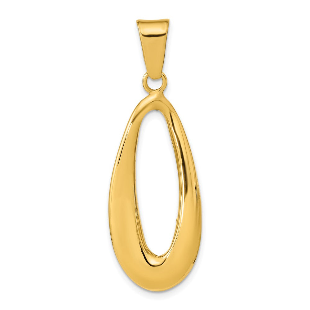 14K Gold Polished Hollow Oval Pendant - Charlie & Co. Jewelry