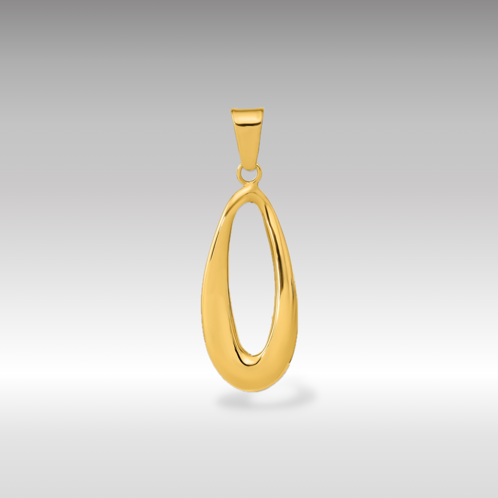 14K Gold Polished Hollow Oval Pendant - Charlie & Co. Jewelry