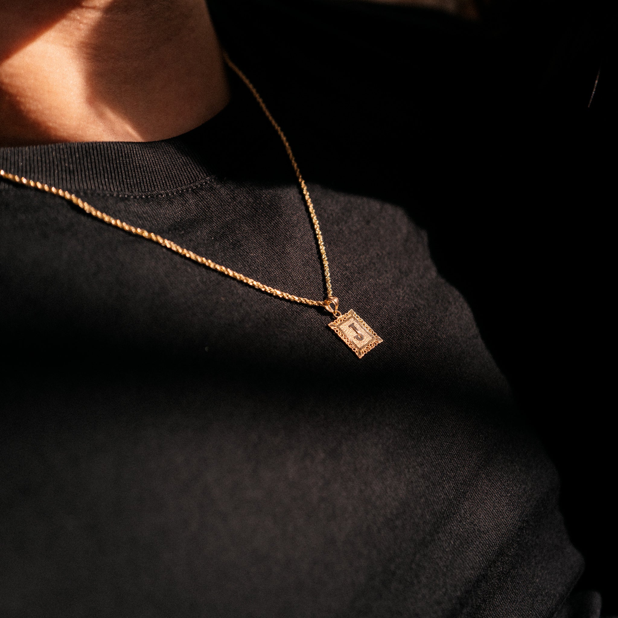 14K Gold Letter J Filigree Pendants | A-Z 14K Gold Pendants - Charlie & Co. Jewelry