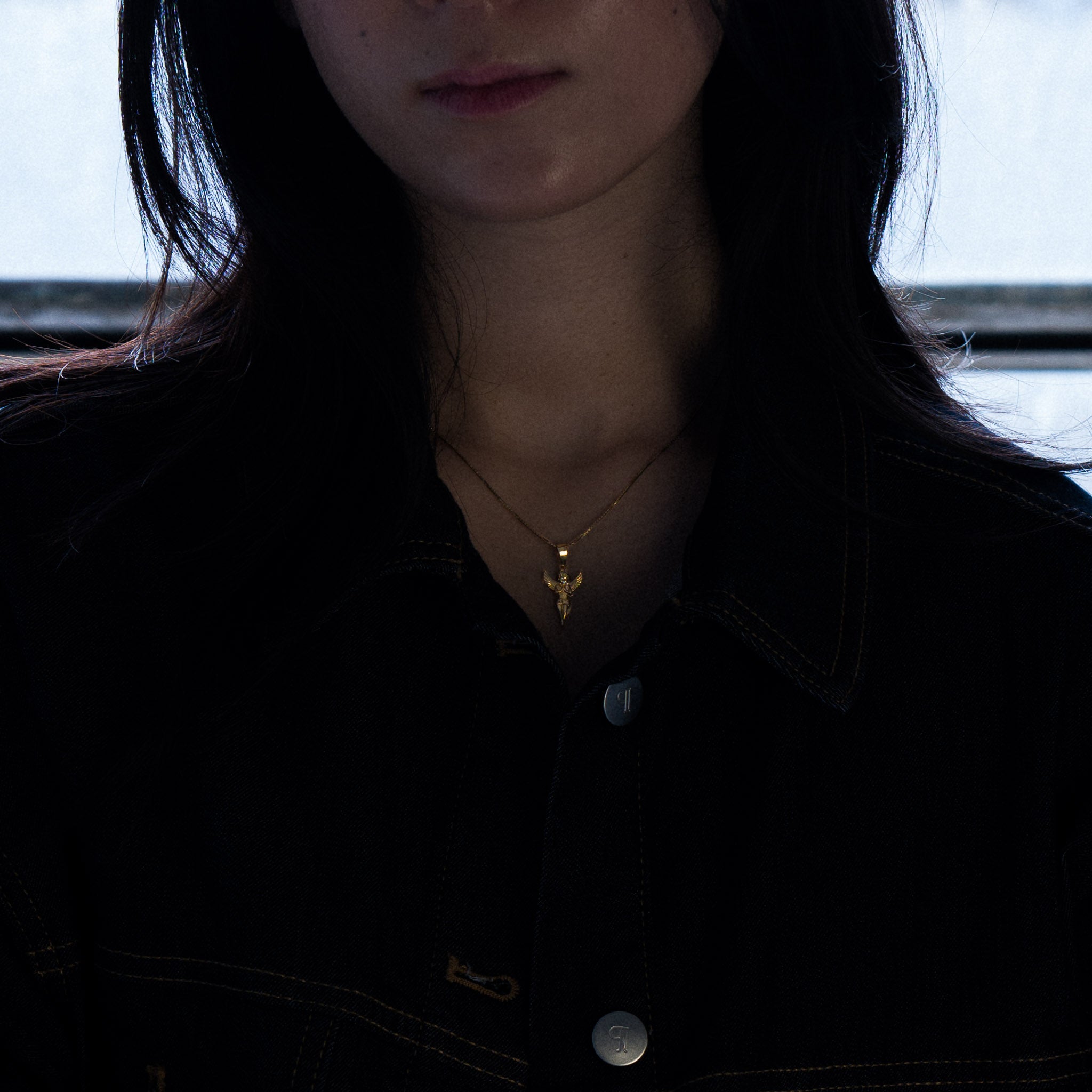 14K Gold Small Praying Angel Pendant - Model PT2631 - Charlie & Co. Jewelry