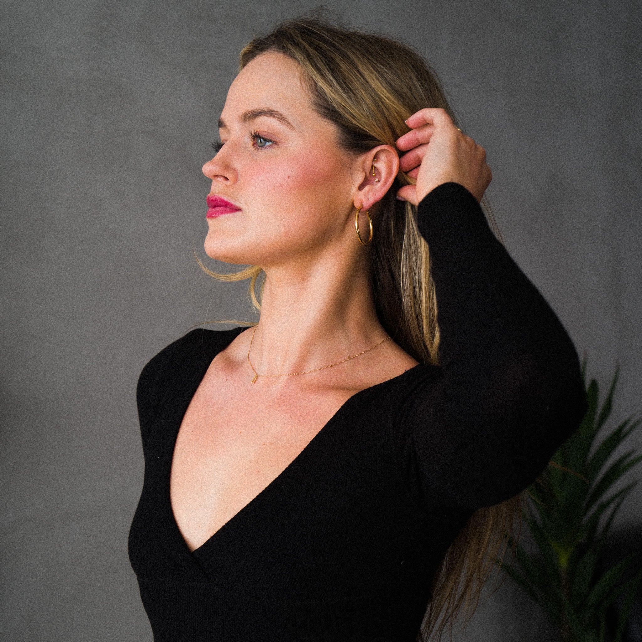 14K Gold Elegant Lowercase 'a' Initial Choker Necklace - Charlie & Co. Jewelry