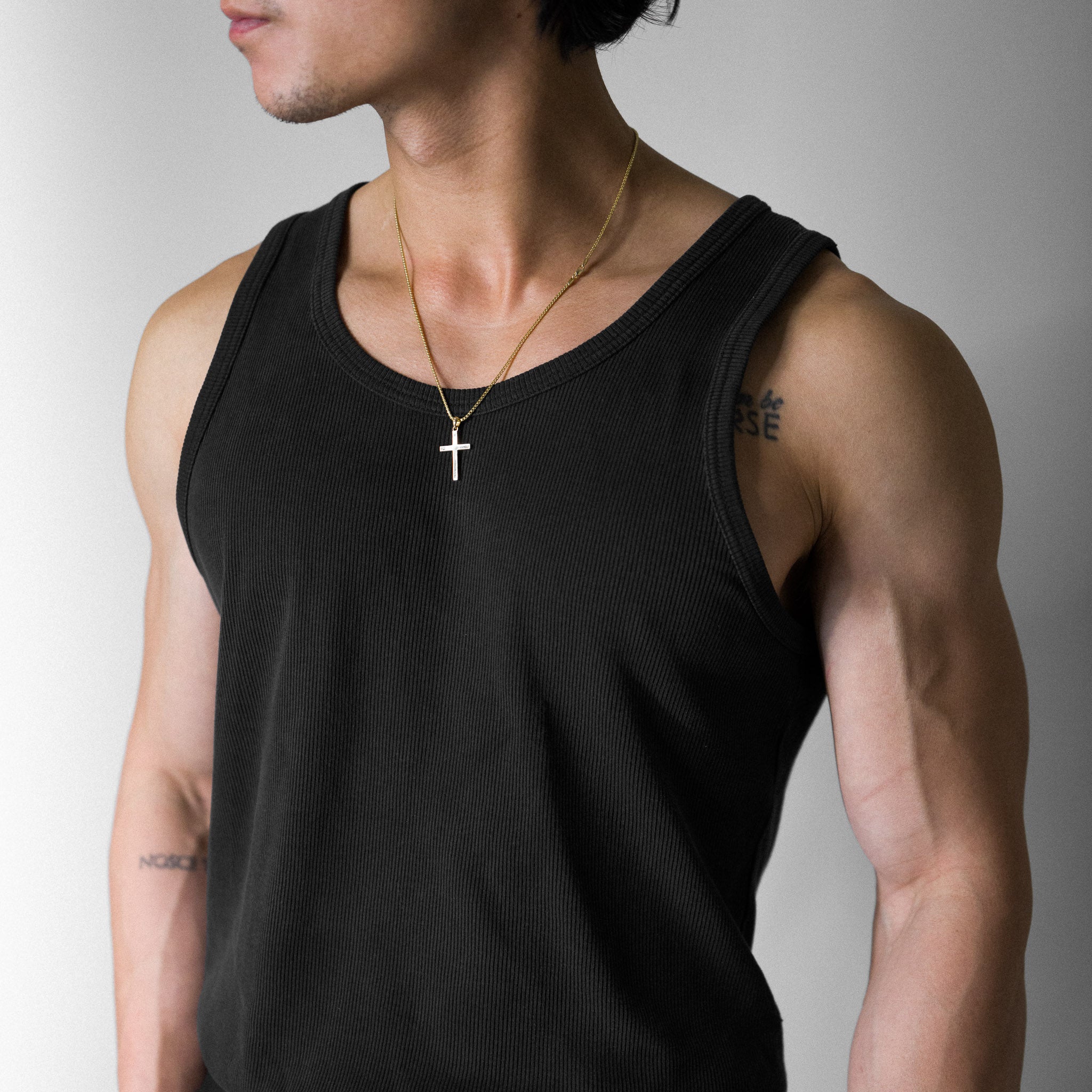 14K Gold Solid Block Cross Pendant - Charlie & Co. Jewelry