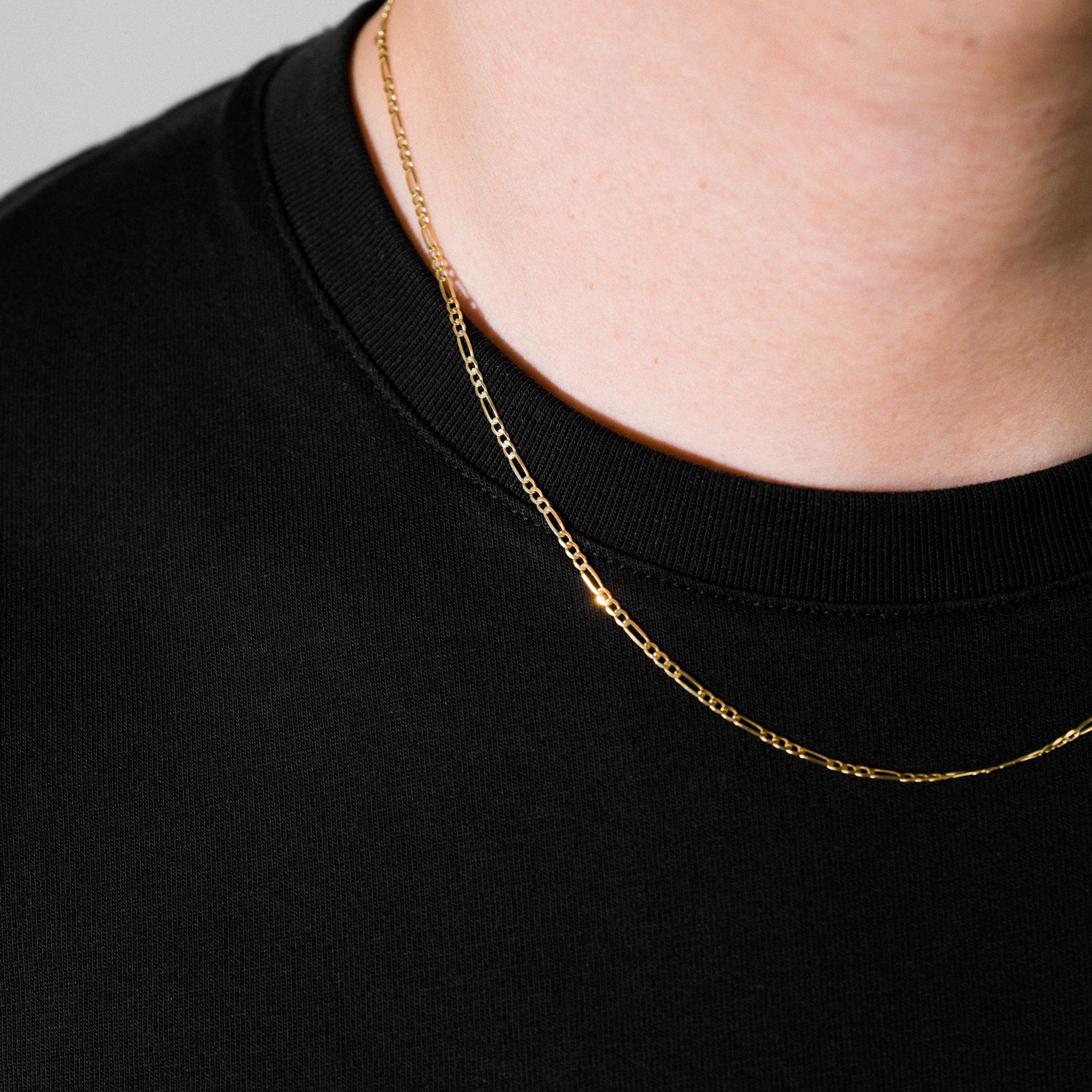2mm 14K Gold Solid Figaro Chain With - Model 0105 - Charlie & Co. Jewelry