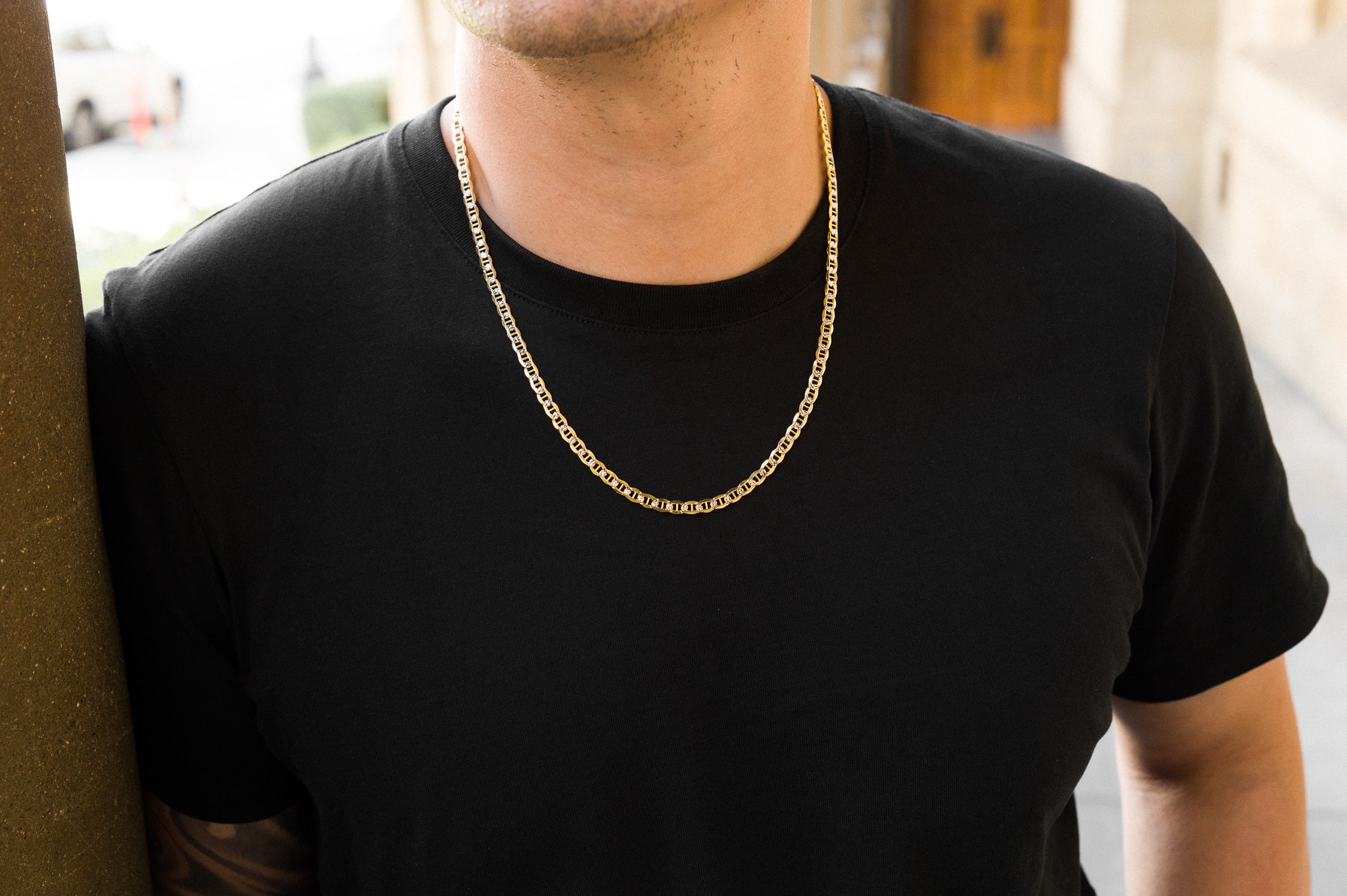 14k Gold 4.8mm Two-Tone Hollow Mariner Chain - Model CH-0657