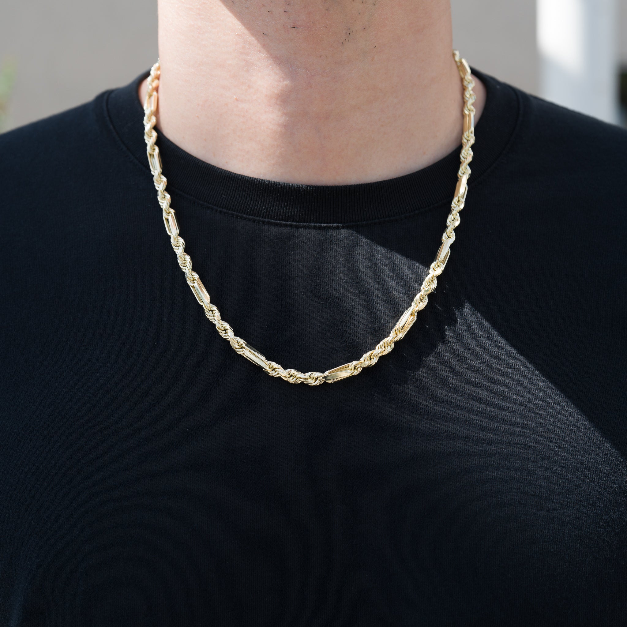 14k Gold 5mm Hollow Figaro Rope Chain - Model CH-0602