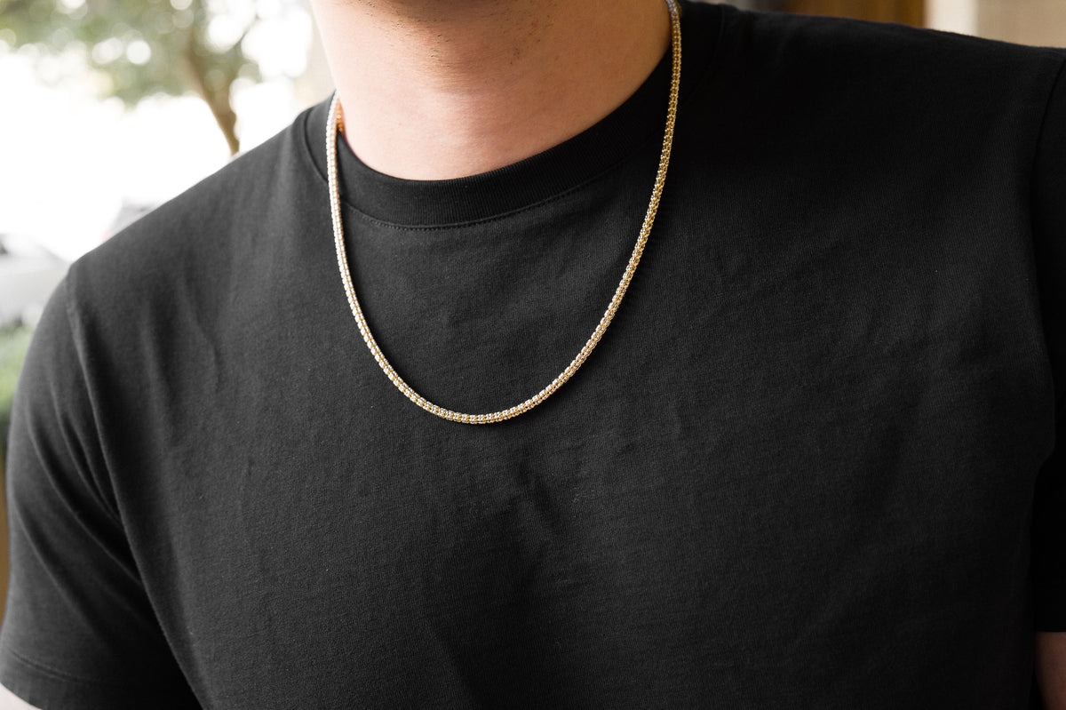 14k Gold Two-Tone Diamond-Cut Ice Chain - Model CH-0618