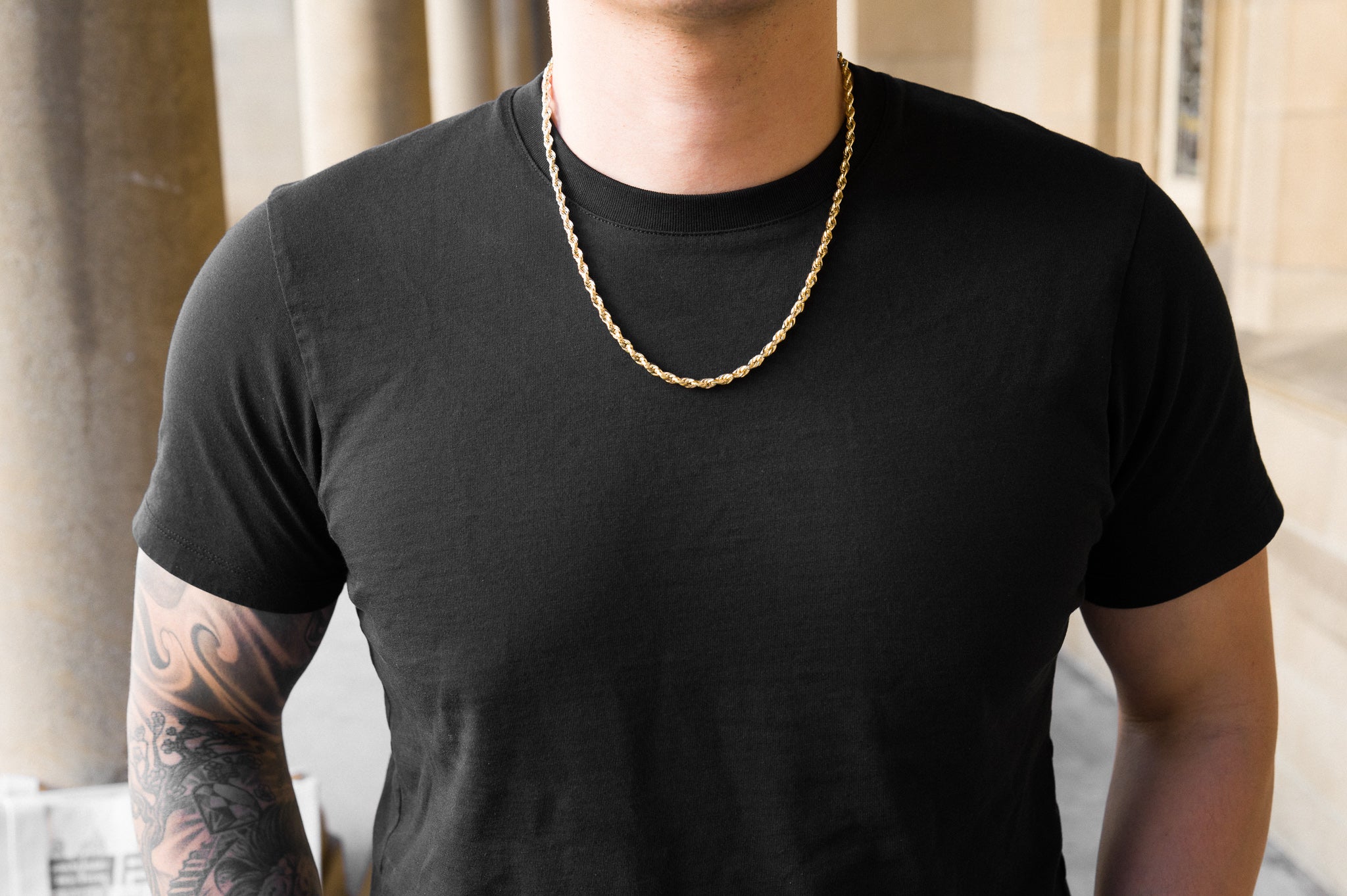 14k Gold 4mm Hollow Diamond-Cut Rope Chain - Model CH-0147