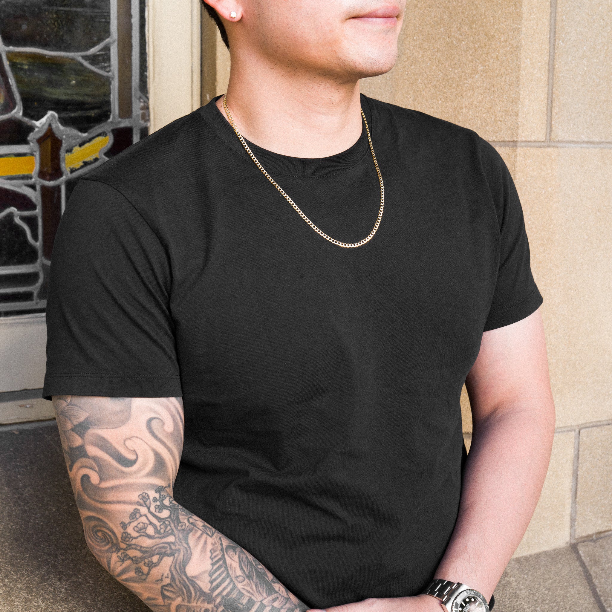 14k Gold 3.6mm Two-Tone Concave Curb Chain - Model CH-0127