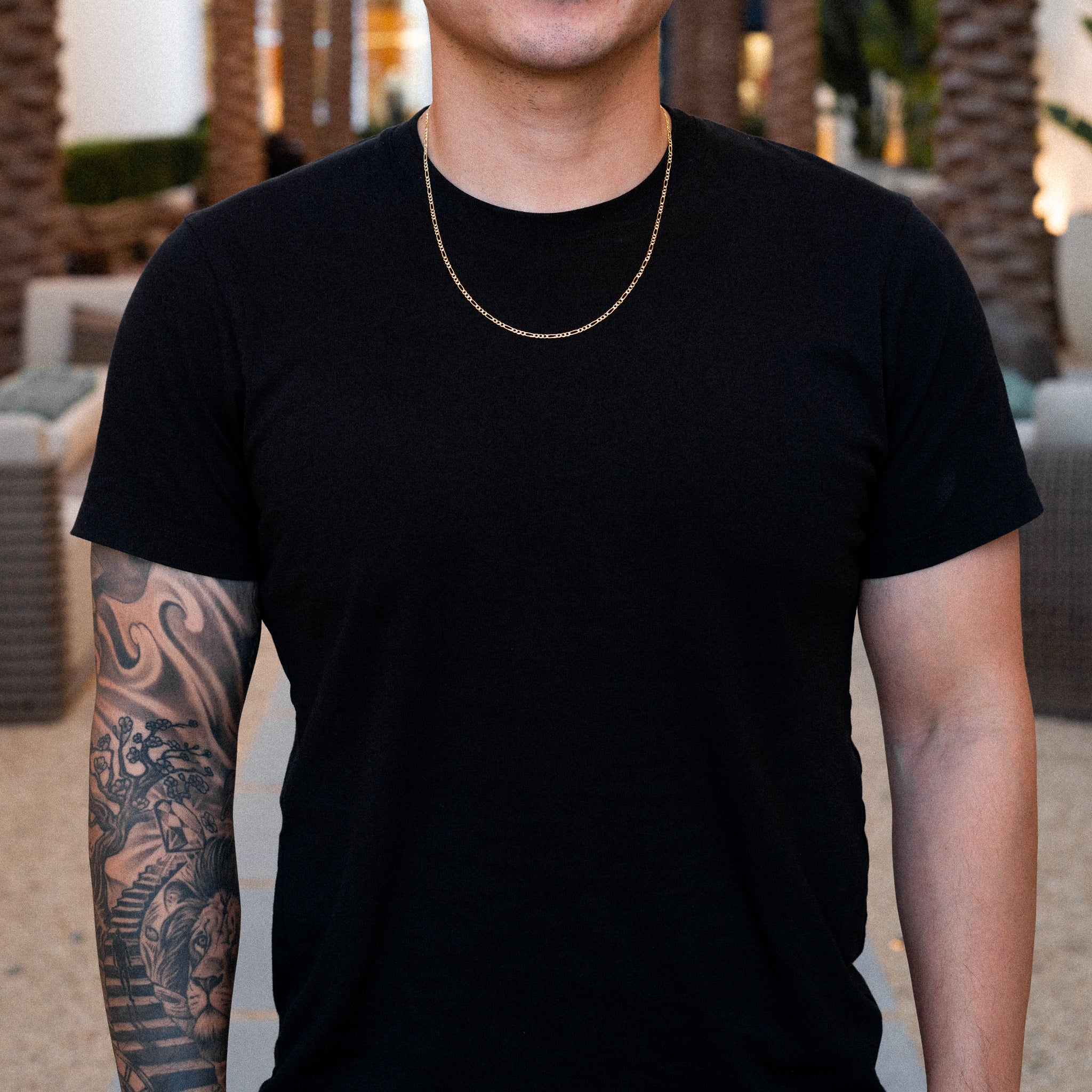 14k Gold 2.3mm Two-Tone Lightweight Figaro Chain - Model CH-0122