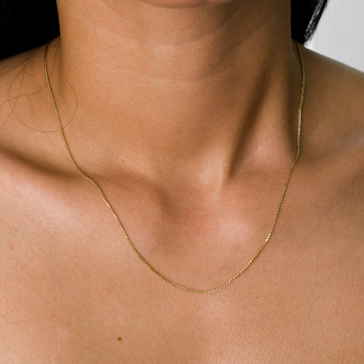 14K Gold 1mm Solid Wheat Link Chain - Model 0545