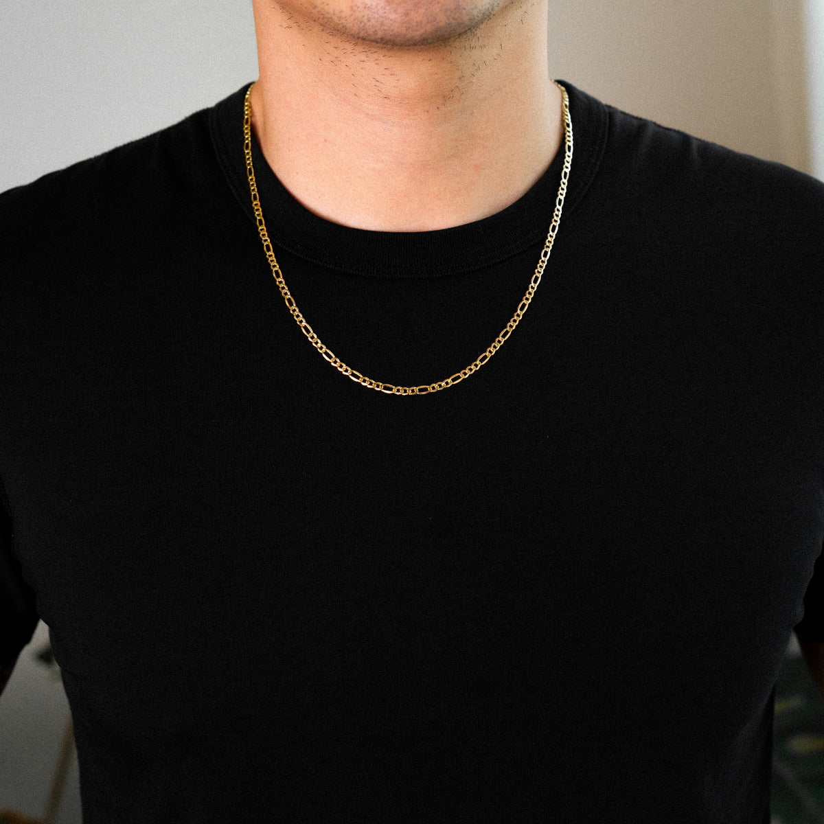 14k Gold 3.2mm Hollow Figaro Chain - Model CH-0157 - Charlie & Co. Jewelry