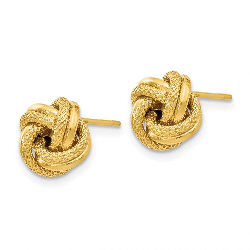 Gold Leslie's 14K Polished D/C Love Knot Post Earrings - Model LE1098 - Charlie & Co. Jewelry